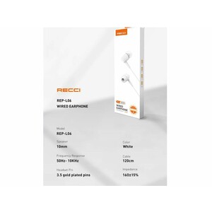 خرید هندزفری سیمی با جک 3.5 میلی‌متری رسی RECCI In-ear Wired Earphone REP-L06