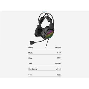 هدفون گیمینگ سیمی با کابل یواس‌بی لنوو Lenovo G40 Stereo Wired Gaming Earbuds