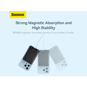 پاوربانک مغناطیسی 10000 بیسوس Baseus Magnetic Mini Wireless Fast Charge Power Bank 20W PPCX030001