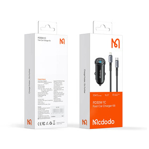 شارژر فندکی تایپ سی 30 وات همراه با کابل لایتنینگ مک دودو Mcdodo CC-7492 PD30W USB-C Fast Car Charger