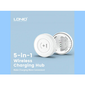 شارژر وایرلس فست شارژ 5 در 1 الدینیو LDNIO AW003 Desktop Wireless Charger 32W