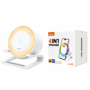 قیمت شارژر بی سیم 15 واتی و اسپیکر بلوتوثی رومیزی 4کاره رسی RECCI RSK-W28 15W Wireless Charger with Speaker