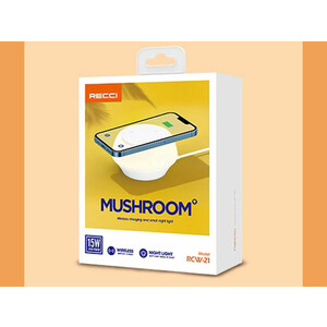 شارژر بی سیم و چراغ خواب رسی Recci RCW-21 Mushroom wireless charging and LED night light