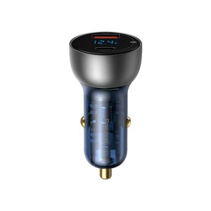 شارژر فندکی فست شارژ ماشین 65 وات دو پورت طرح شفاف بیسوس VCKX65C
