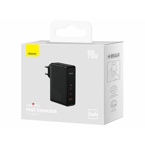شارژر دیواری سوپر فست شارژ بیسوس Baseus GaN5 Pro Fast Charger 2C+U 140W EU CCGP100201