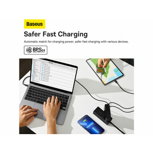 شارژر دیواری سوپر فست شارژ بیسوس Baseus GaN5 Pro Fast Charger 2C+U 140W EU CCGP100201