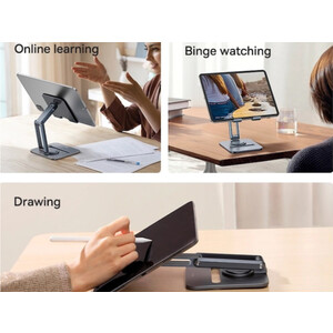 هولدر رومیزی تبلت 360 درجه بیسوس Baseus Desktop Biaxial Foldable Metal Tablet Stand Rotatable Version Space Grey BS-HP006A B10431801811-00
