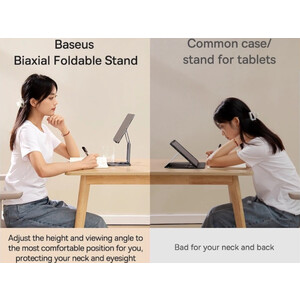 هولدر رومیزی تبلت 360 درجه بیسوس Baseus Desktop Biaxial Foldable Metal Tablet Stand Rotatable Version Space Grey BS-HP006A B10431801811-00
