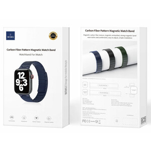 قیمت بند اپل واچ مگنتی با الگوی فیبر کربن 38، 40 و 41 میلی‌متری ویوو WIWU 38/40/41MM Carbon Fiber pattern magnetic watch band Wi-WB009