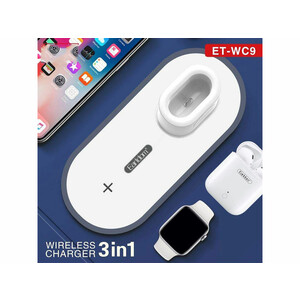 شارژر وایرلس سریع گوشی و اپل واچ و ایرپاد ارلدام Earldom ET-WC9 3in1 Wireless Charger