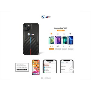 قاب فیبر کربن و چرم آیفون 14 پلاس طرح بی ام و ام3 CG Mobile iphone 14 Plus BMW M3 Carbon Fiber & Leather Case