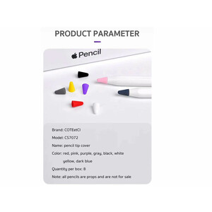 نوک یدک چند رنگ قلم لمسی اپل 1 و 2 کوتتسی Coteetci Pencil Tip Cover Pencil 1/2 CS7072