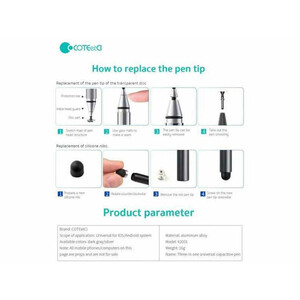 قیمت قلم لمسی سه کاره کوتتسی Coteetci three-in-one universal capacitive pen 62001-GY