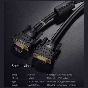 کابل VGA یوگرین مدل ugreen vg101-11631 طول 3 متر
