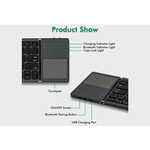 کیبورد بلوتوث تاشو با تاچ پد Foldable Bluetooth Keyboard With Touch Pad B033