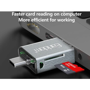 خرید رو ریدر و اوتی‌جی دو سر تایپ سی و لایتنینگ ارلدام Earldom 4-in-1 Mini Aluminium USB3.0 Card Reader