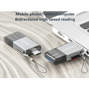فروش رو ریدر و اوتی‌جی دو سر تایپ سی و لایتنینگ ارلدام Earldom 4-in-1 Mini Aluminium USB3.0 Card Reader