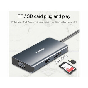 هاب تایپ‌سی با 7 پورت لنوو Lenovo LX0807G Type-C Hub Docking Station
