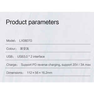 هاب تایپ‌سی با 7 پورت لنوو Lenovo LX0807G Type-C Hub Docking Station
