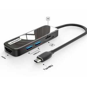 خرید هاب و رم‌ریدر تایپ‌سی با 5 پورت لنوو Lenovo 5 in 1 USB-C HUB HDMI 4K EH05