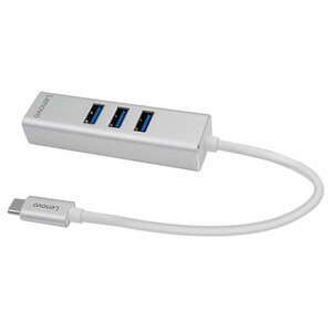 هاب تایپ‌سی با 4 پورت لنوو Lenovo USB3.0 Gigabit LAN Type C Hub C615