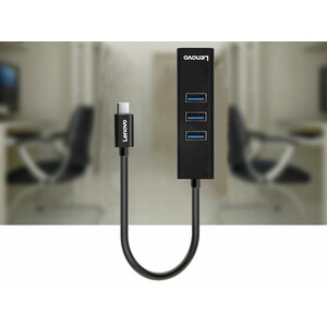 هاب تایپ‌سی با 4 پورت لنوو Lenovo USB3.0 Gigabit LAN Type C Hub C615
