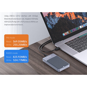 کیفیت باکس هارد درایو دوتایی M2 اوریکو ORICO-M2N210-RC3 Dual-bay M.2 NGFF SATA SSD Enclosure