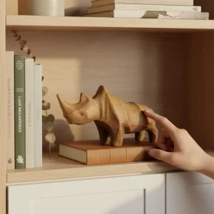 مجسمه دکوری چوبی طرح کرگدن کد WD6969