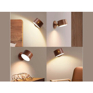 خرید چراغ دیواری چوبی با قابلیت چرخش NO-HB013 Wooden Wall Lamp USB Rechargeable Night Light Touch Dimming Magnetic 360 ° Rotate