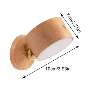 چراغ دیواری چوبی با قابلیت چرخش Wooden Wall Lamp USB Rechargeable Night Light Touch Dimming Magnetic 360 ° Rotate