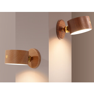 چراغ دیواری چوبی با قابلیت چرخش Wooden Wall Lamp USB Rechargeable Night Light Touch Dimming Magnetic 360 ° Rotate