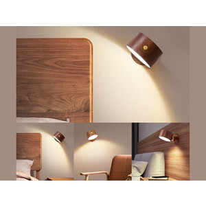 چراغ دیواری چوبی با قابلیت چرخش Wooden Wall Lamp USB Rechargeable Night Light Touch Dimming Magnetic 360 ° Rotate