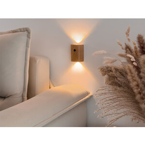 فروش چراغ دیواری سنسور حرکتی قابل شارژ چوبی Auraglow Wooden Rechargeable Motion Sensor Wall Light TAIGA