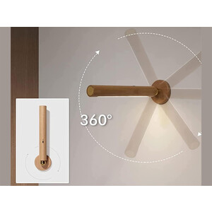 خرید چراغ دیواری ال ای دی چوبی قابل چرخش 360 درجه360 Degree Rotatable Wooden LED Wall Lamp