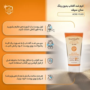 فروش فلوئید ضد آفتاب فاقد چربی سان‌سیف sunsafeمدل ACNE-FLUID SPF50 حجم 50 میلی‌لیتر