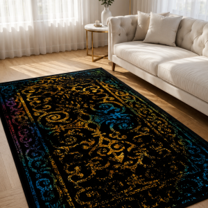 فرشینه وینتیج اسلیمی بنفش طلایی نقشیکا | کالا66