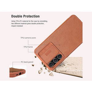 بهترین کیف محافظ سامسونگ اس 23 اف ای نیلکین Nillkin Samsung Galaxy S23 FE Qin Pro leather case
