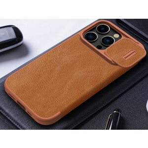 کیف کویین آیفون 15 پرو مکس نیلکین Nillkin Apple iPhone 15 Pro max Qin Pro leather case