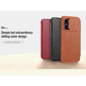 بهترین کیف کویین آیفون 15 پرو مکس نیلکین Nillkin Apple iPhone 15 Pro max Qin Pro leather case