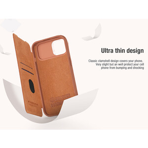 قیمت کیف کویین آیفون 15 نیلکین Nillkin Apple iPhone 15 Qin Pro leather case