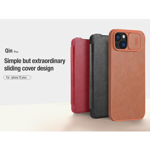 بهترین کیف محافظ آیفون 15 پلاس نیلکین Nillkin Apple iPhone 15 plus Qin Pro leather case