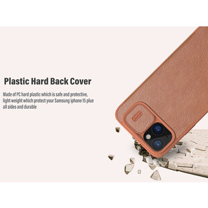 بهترین کیف محافظ آیفون 15 پلاس نیلکین Nillkin Apple iPhone 15 plus Qin Pro leather case