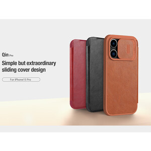 کیفیت کیف کویین آیفون 15 پرو نیلکین Nillkin Apple iPhone 15 Pro Qin Pro leather case
