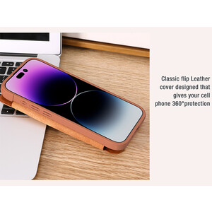 خرید کیف کویین آیفون 15 پرو نیلکین Nillkin Apple iPhone 15 Pro Qin Pro leather case