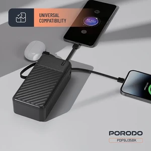 پاور بانک 30000 پورودو Porodo مدل PDPBJ35BK با کابل و چراغ قوه