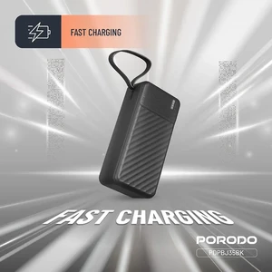 پاور بانک 30000 پورودو Porodo مدل PDPBJ35BK با کابل و چراغ قوه