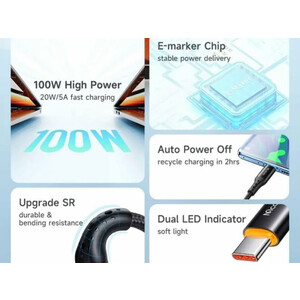 کابل شارژ قطع کن دار تایپ سی به تایپ سی 100 واتی مک دودو طول 1.2متر  مک دودو MCDODO Auto Power Off Type-C CA-3460