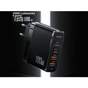 خرید شارژر دیواری فست 100 وات یوسامز  Usams US-CC145 T44 100W 4 ports gan fast 2a+2c charger (EU)