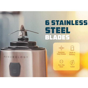 قیمت آبمیوه گیری قابل حمل 6 تیغ پاورولوژی Rechargeable Portable Juicer 126W P6BPJBK