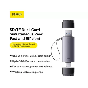 کارت‌خوان یواس‌بی به تایپ‌سی بیسوس Baseus Lite Series SD/TF Card Reader WKQX070601